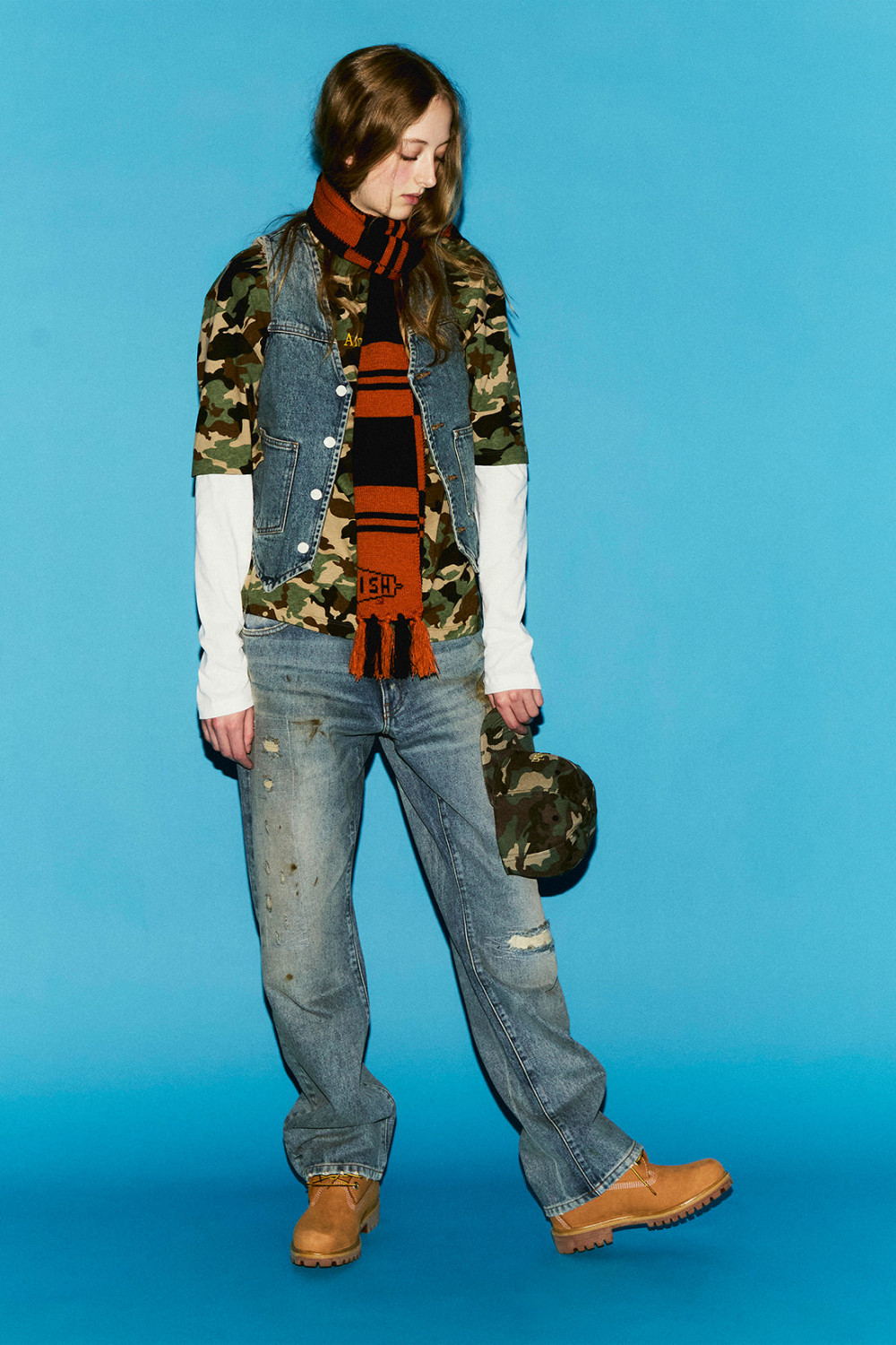 AMISH: GILET IN DENIM CON ZIP