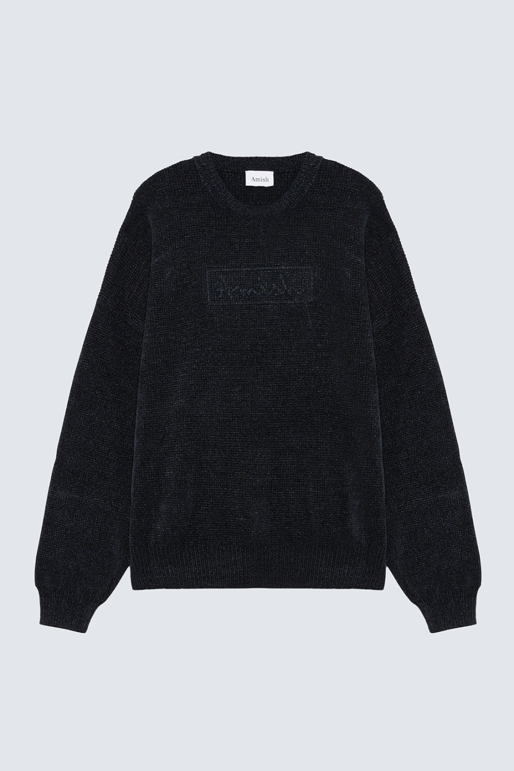 AMISH: MAGLIA GIROCOLLO IN CINIGLIA CON LOGO