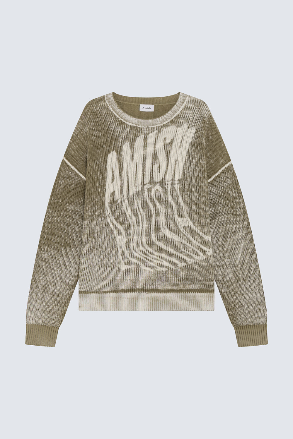 AMISH: CREW NECK SWEATER WITH LOGO PRINT