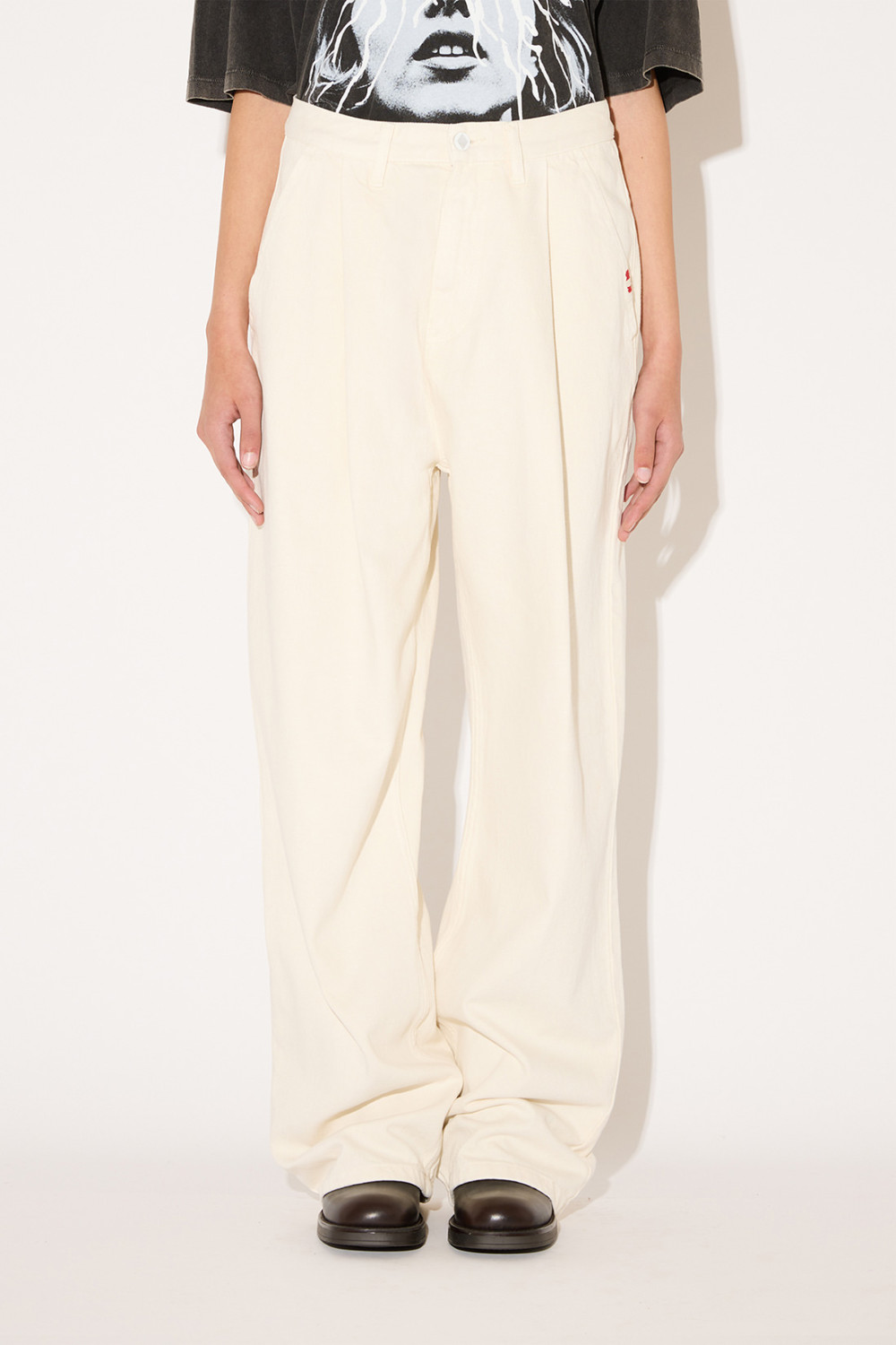 AMISH: PANTALONE NOGEND A GAMBA LARGA IN COTONE