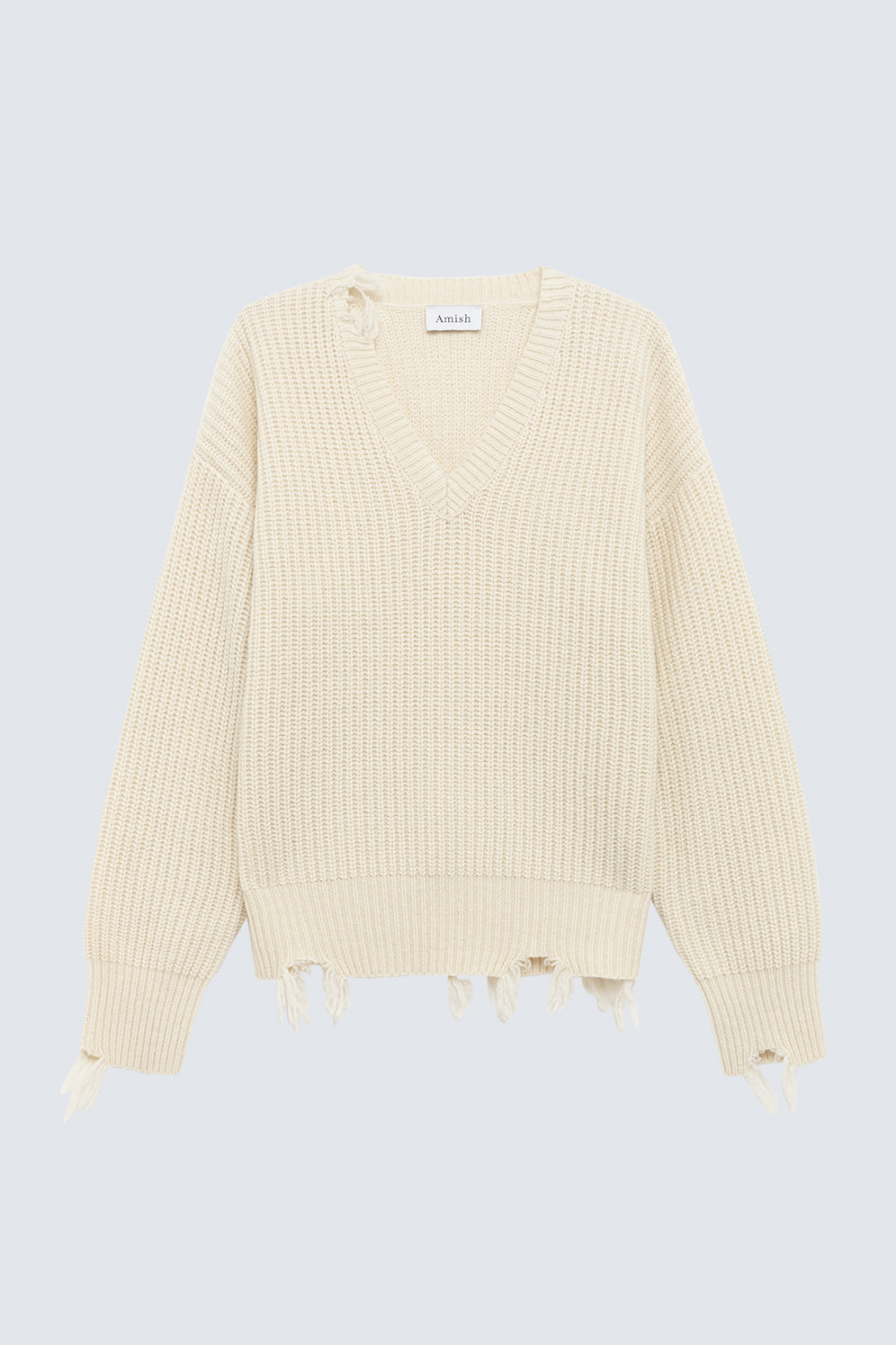 AMISH: PULLOVER DISTRESSED CON SCOLLO A V