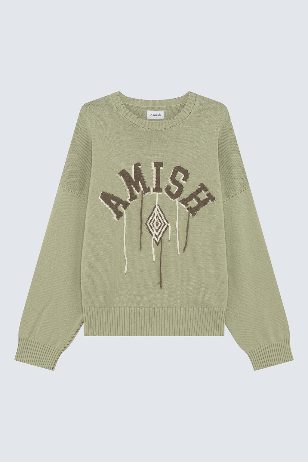 AMISH: FRAY SWEATER IN COTTON WITH LOGO