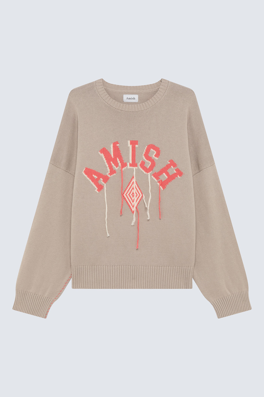 AMISH: FRAY SWEATER IN COTTON WITH LOGO