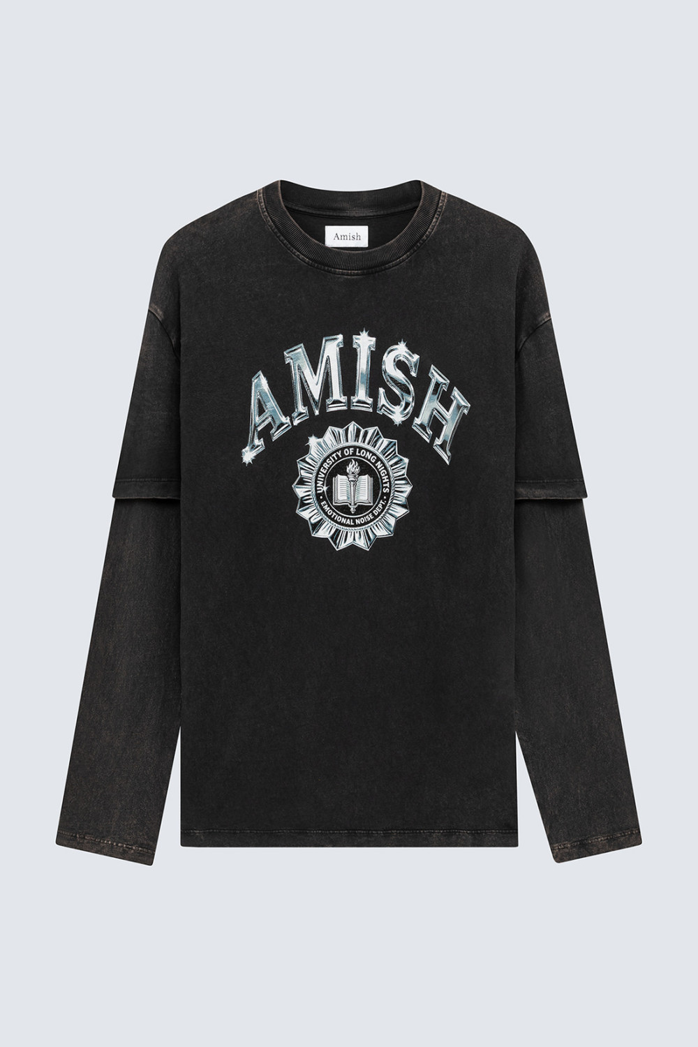 AMISH: DOUBLE SLEEVE T-SHIRT WITH METALLIC PRINT