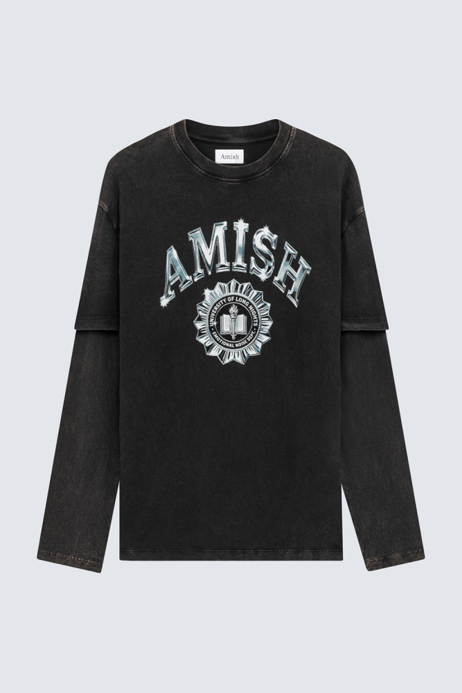 DOUBLE SLEEVE T-SHIRT WITH METALLIC PRINT