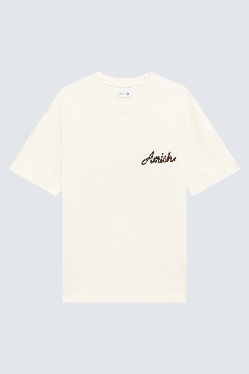 AMISH: CREW NECK T-SHIRT IN JERSEY WITH COWGIRL PRINT