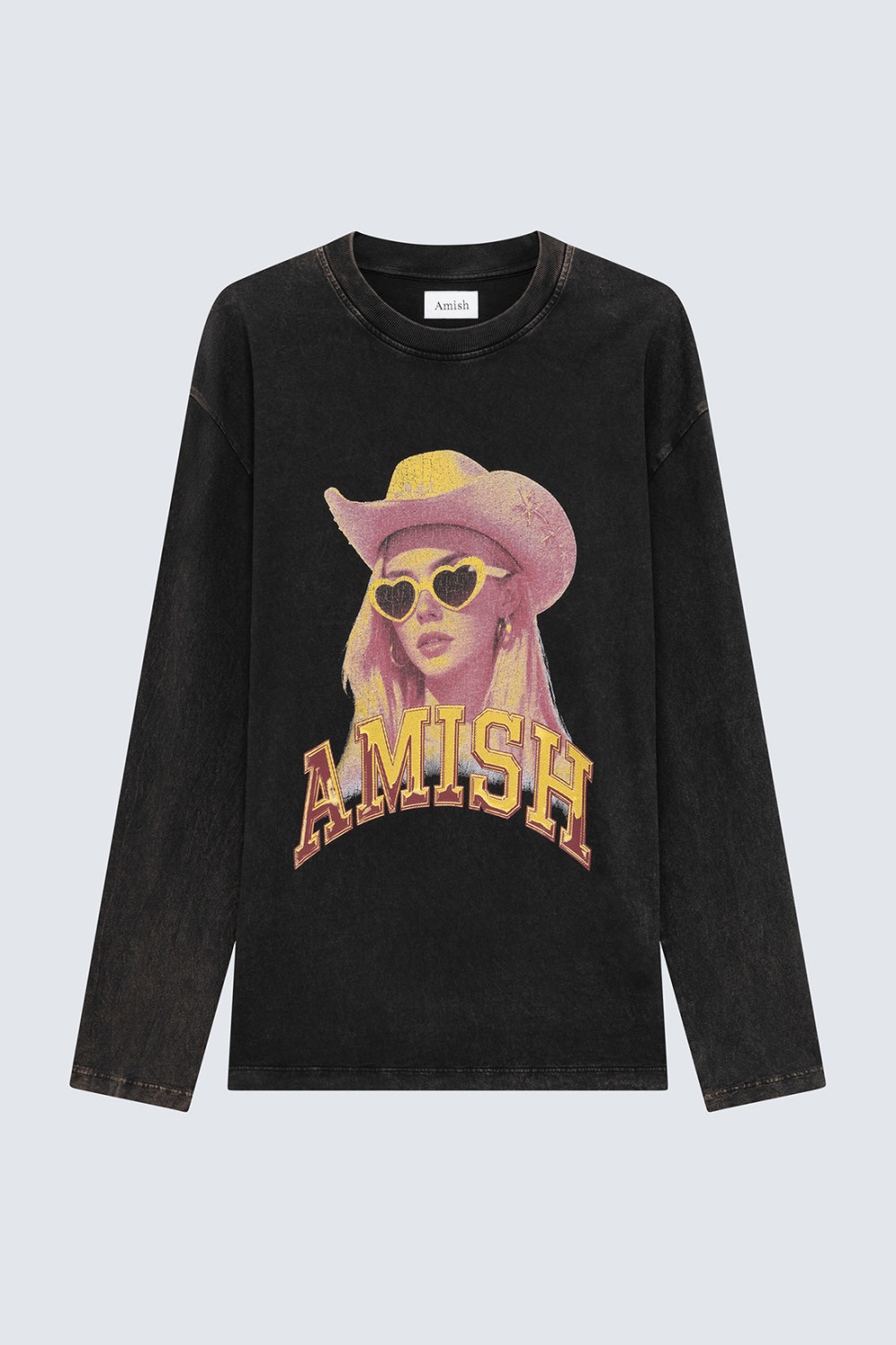 AMISH: CREW-NECK T-SHIRT IN JERSEY WITH SUNGLASSES PRINT