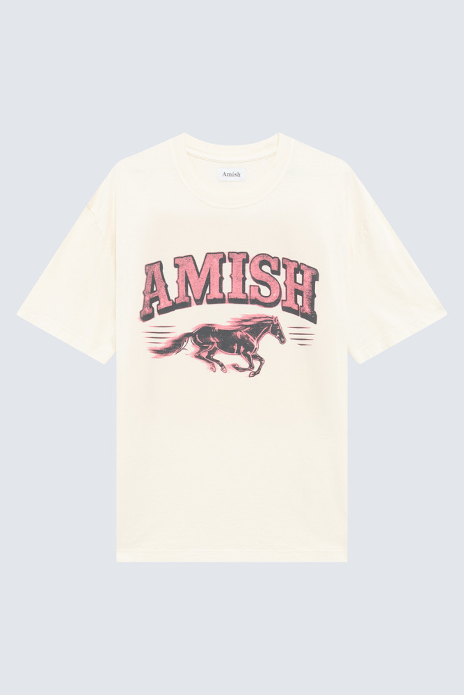 CREW NECK T-SHIRT IN JERSEY WITH WILD HORSE PRINT