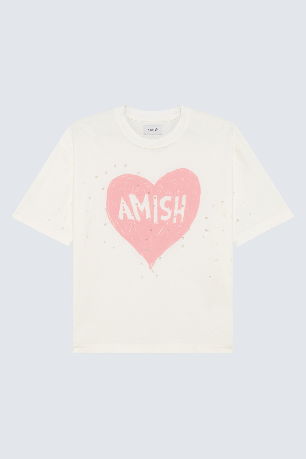 AMISH: T-SHIRT IN JERSEY WITH HEART LASER PRINT
