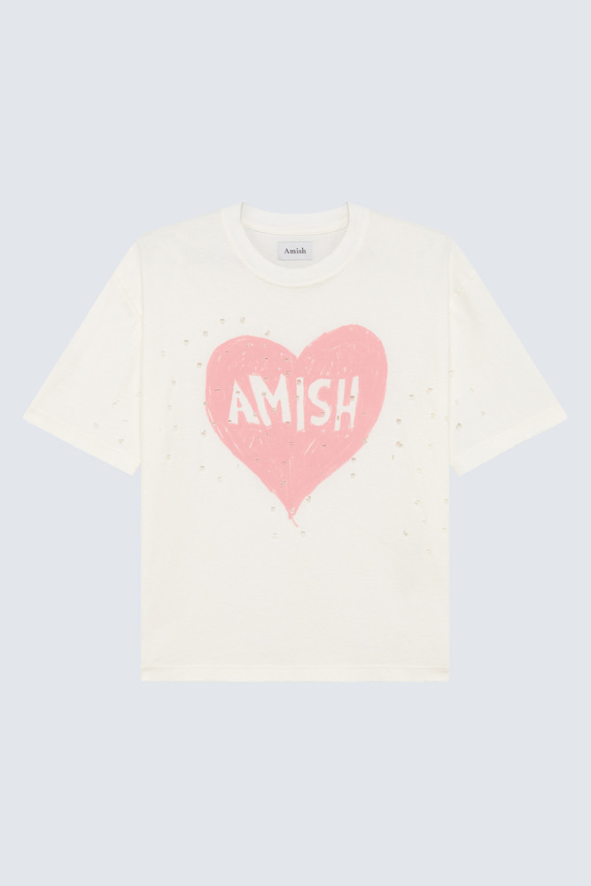 T-SHIRT IN JERSEY WITH HEART LASER PRINT
