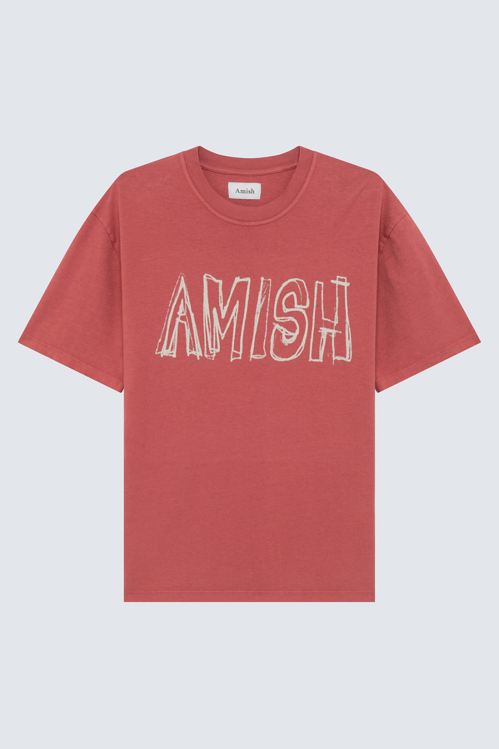 AMISH: T-SHIRT IN JERSEY WITH CHALK BOARD LOGO PRINT