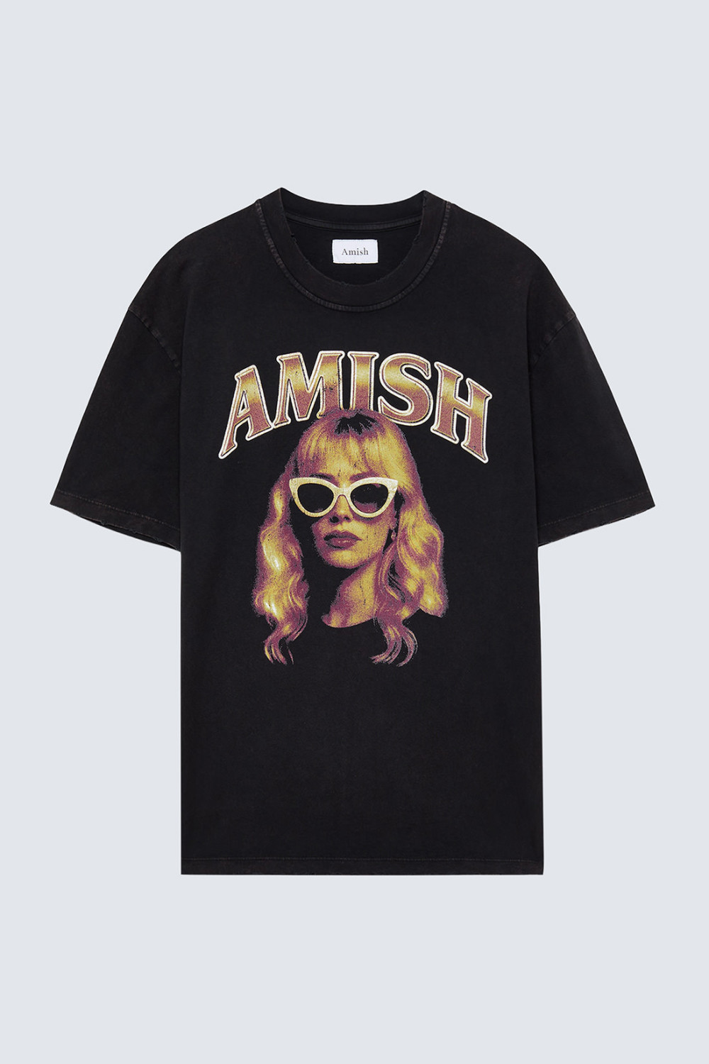 AMISH: T-SHIRT IN JERSEY CON STAMPA LONG HAIR