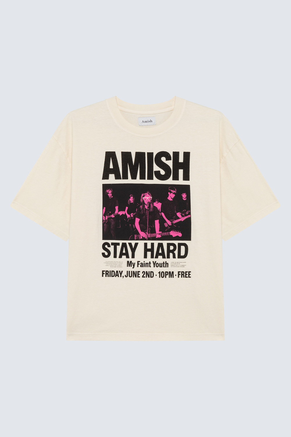 AMISH: T-SHIRT IN JERSEY WITH STAY HARD PRINT
