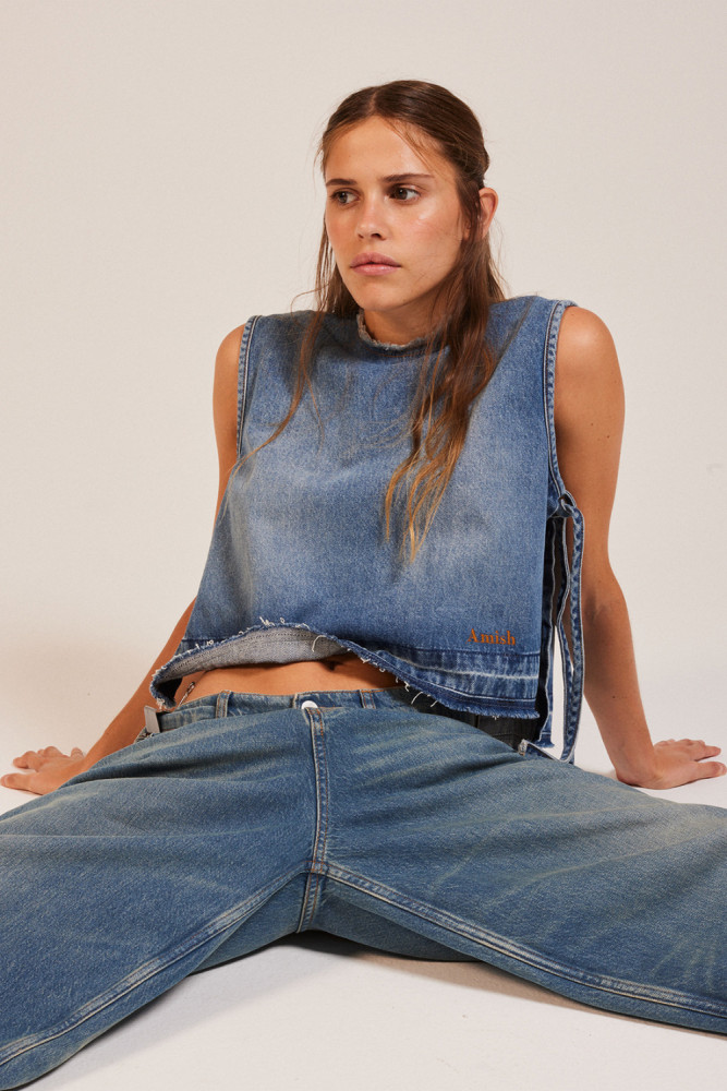 TOP IN MID STONE DENIM