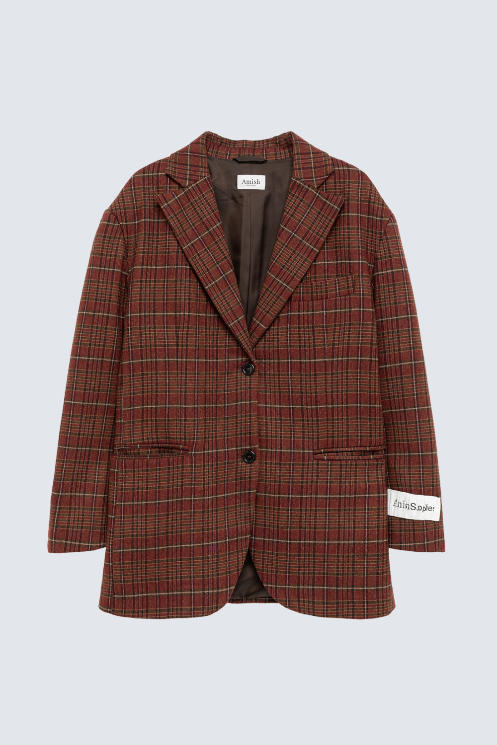 AMISH: OVERSIZED BLAZER IN CHECKERED WOOL