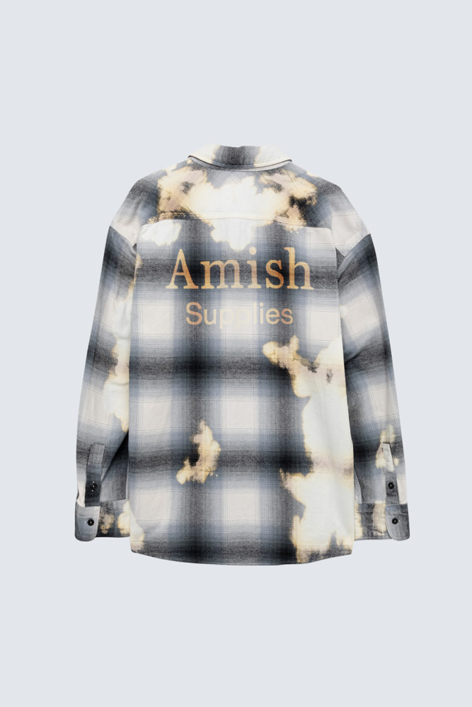 CAMICIA DA LAVORO A QUADRI EFFETTO BLEACHED