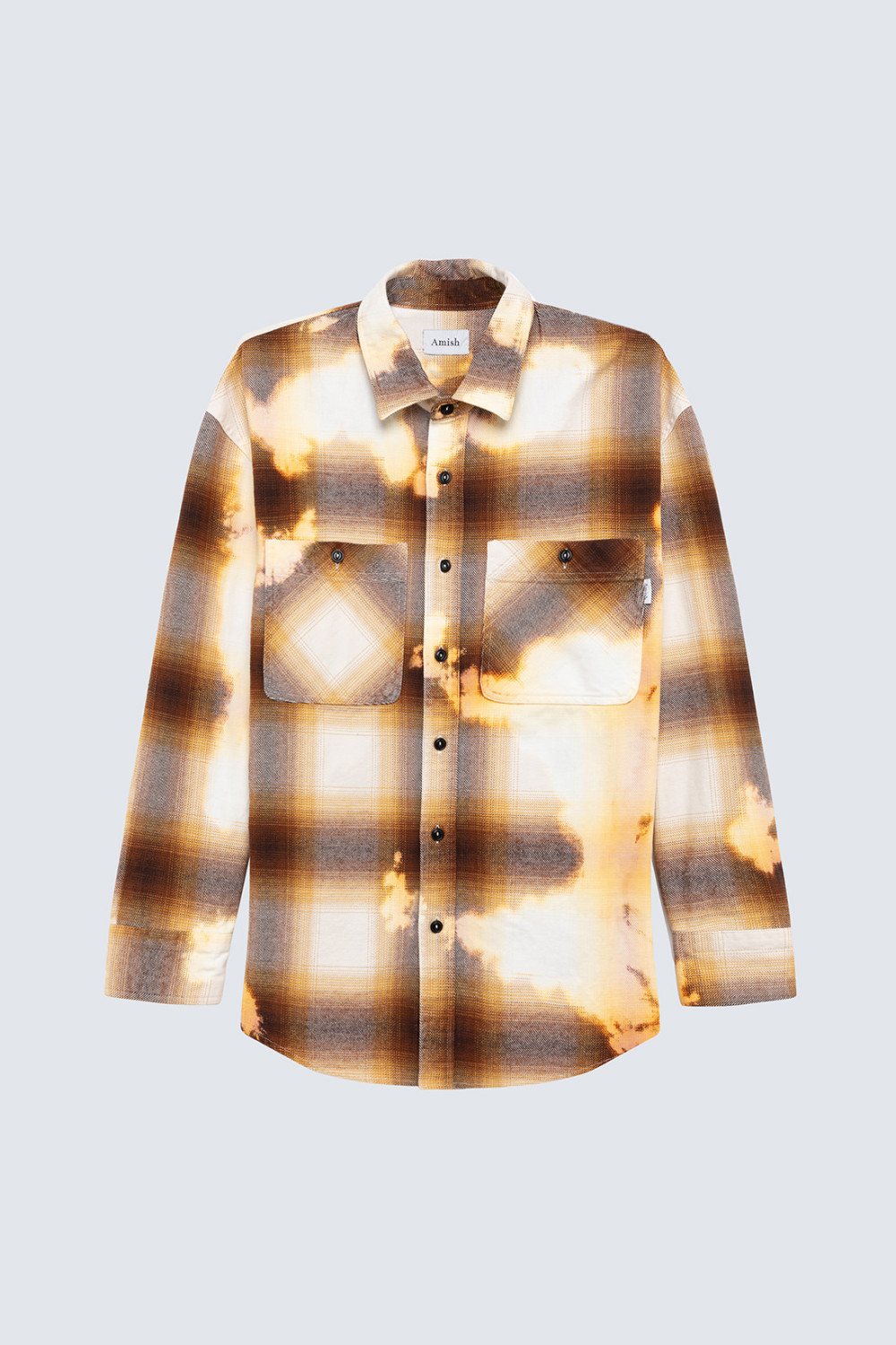 AMISH: CAMICIA DA LAVORO A QUADRI EFFETTO BLEACHED