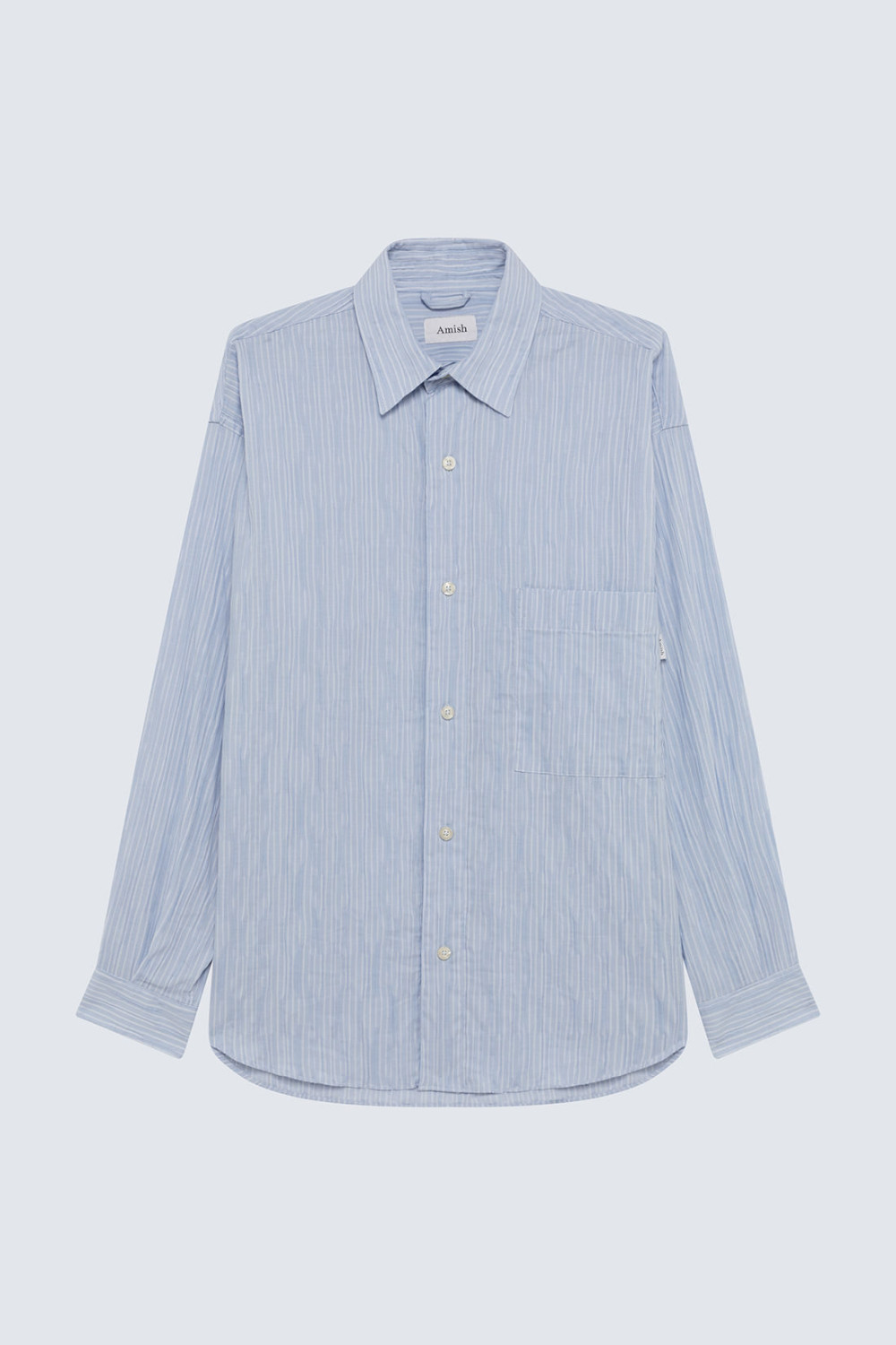 AMISH: SHIRT DROPPED IN STRIPED CRINKLE COTTON 