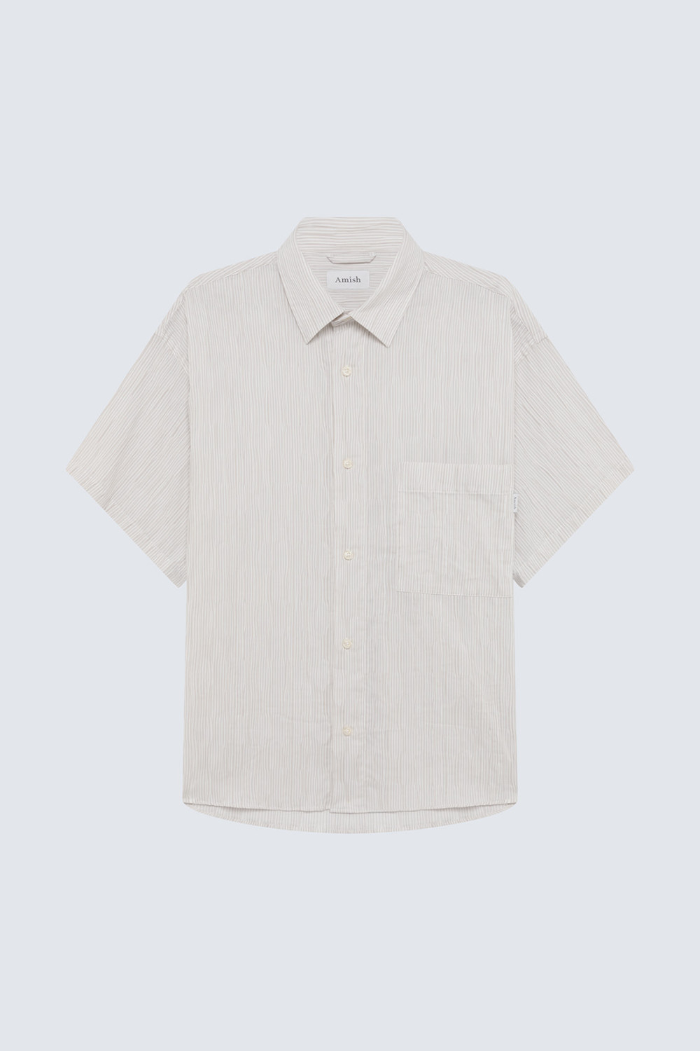 AMISH: DROPPED SHIRT IN STRIPED CRINKLE COTTON 