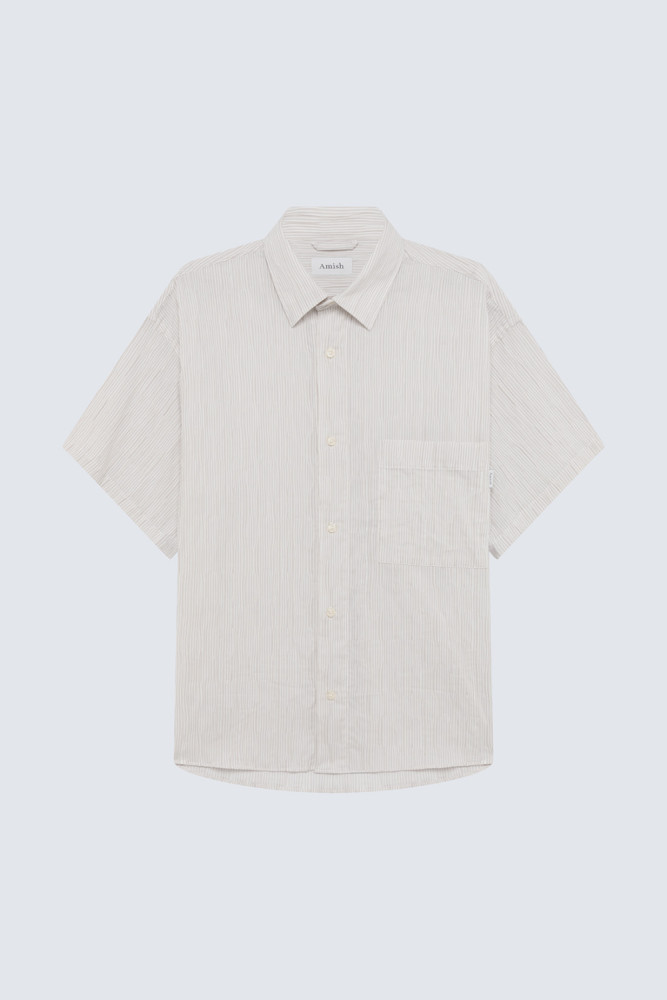 DROPPED SHIRT IN STRIPED CRINKLE COTTON 