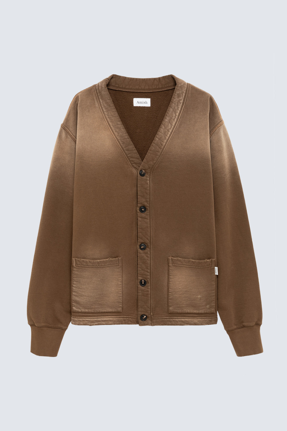 AMISH: DESTROYED-EFFECT FLEECE CARDIGAN