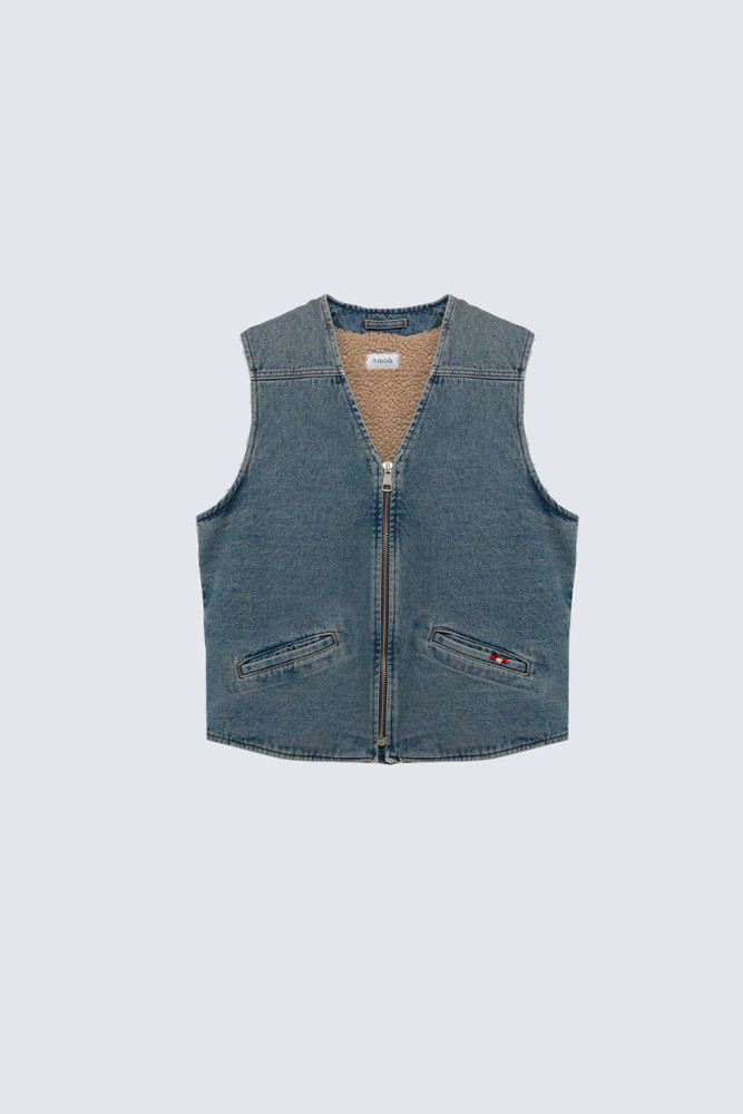 GILET IN DENIM CON ZIP