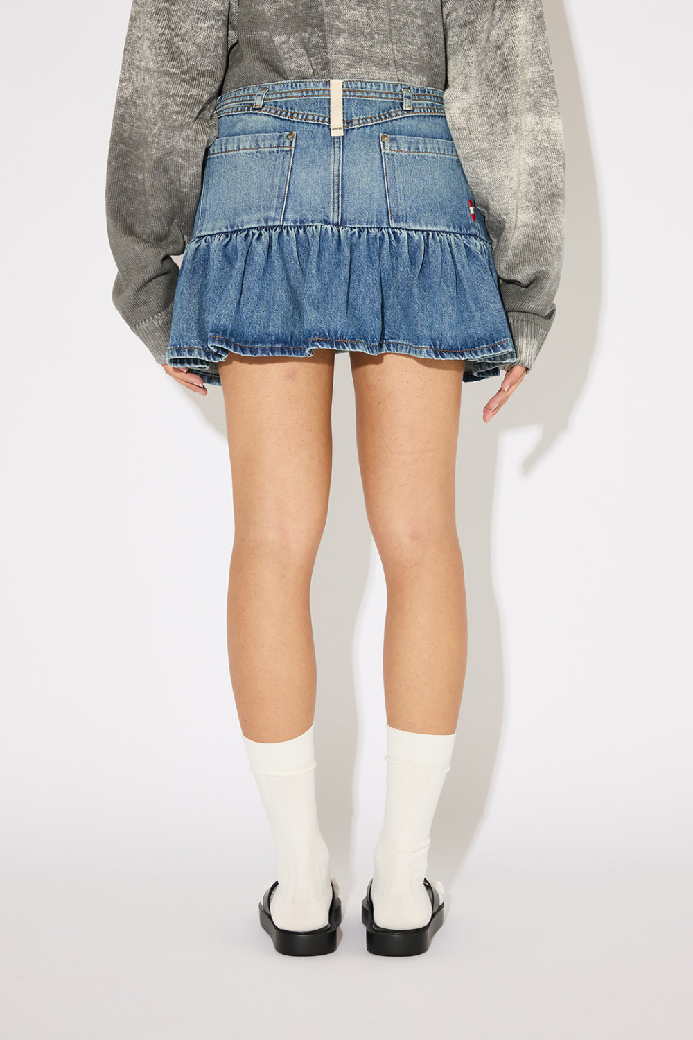 AMISH: GINZA SKIRT IN MID STONE DENIM