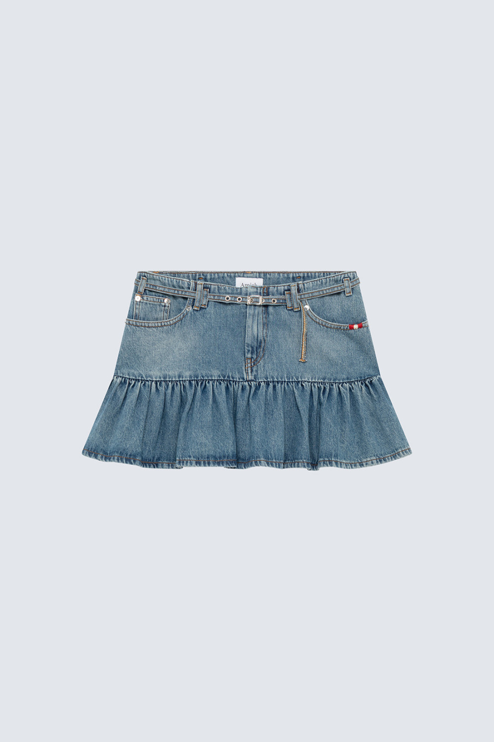 AMISH: GINZA SKIRT IN MID STONE DENIM