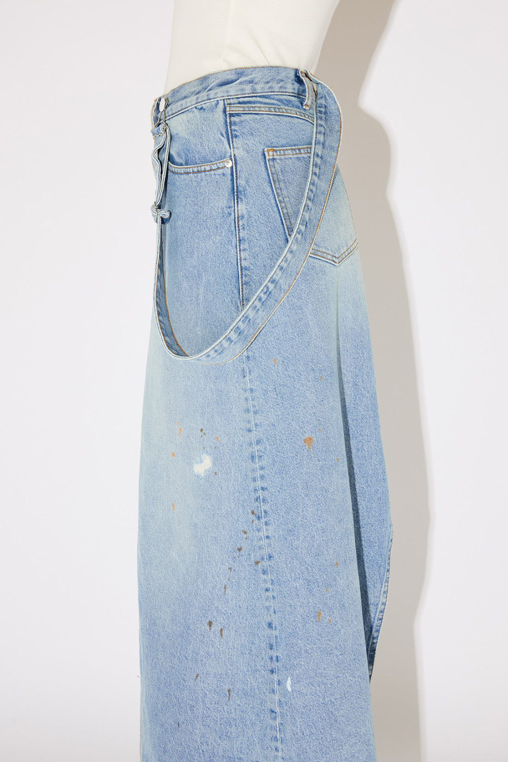 AMISH: UP FLARE DENIM OVERALLS SKIRT 