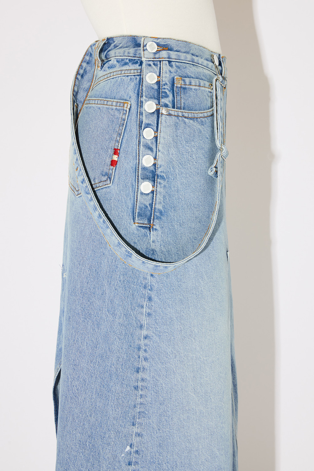 AMISH: UP FLARE DENIM OVERALLS SKIRT 