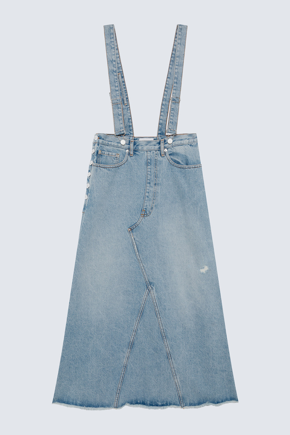 AMISH: UP FLARE DENIM OVERALLS SKIRT 