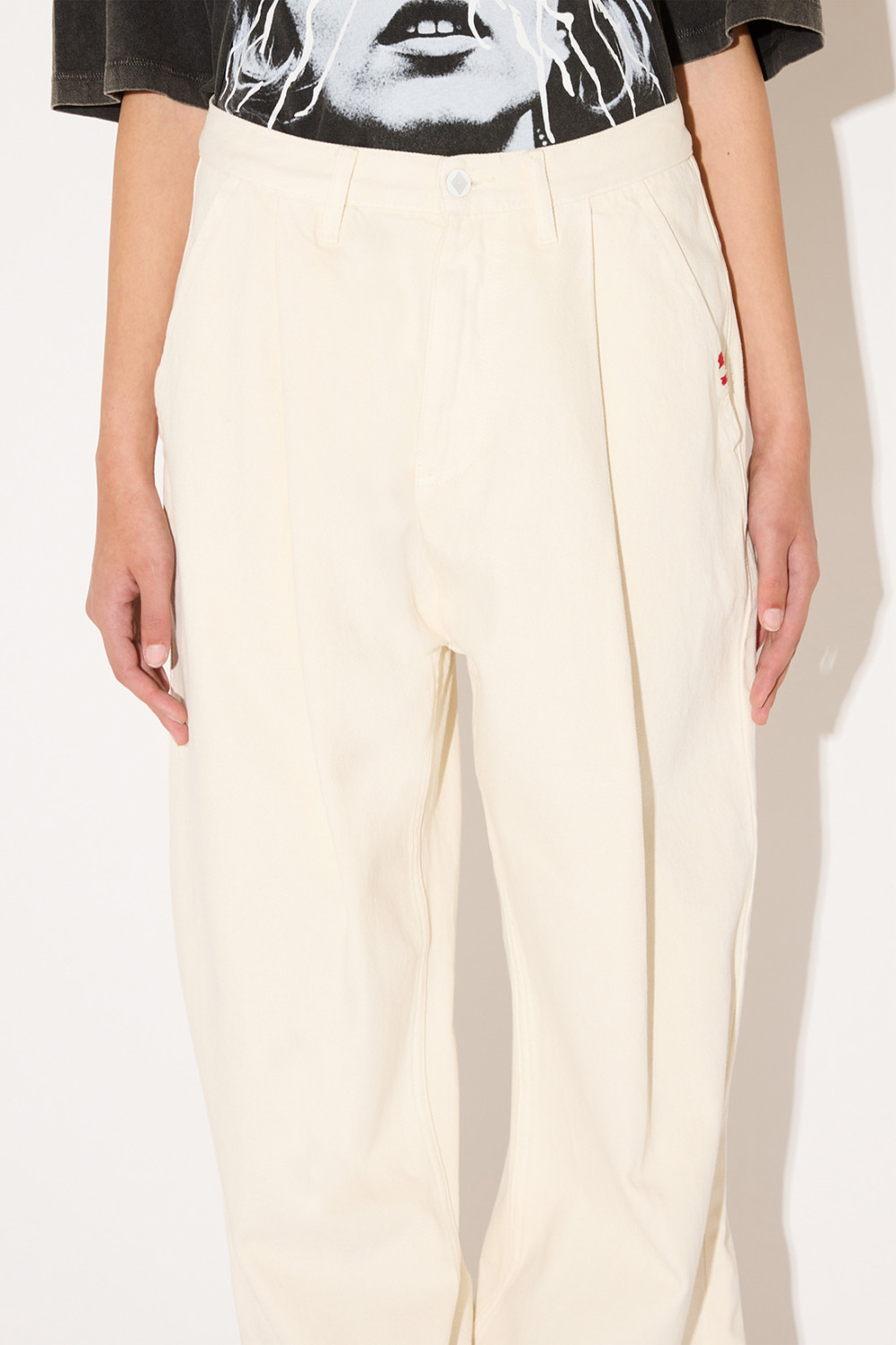 AMISH: PANTALONE NOGEND A GAMBA LARGA IN COTONE