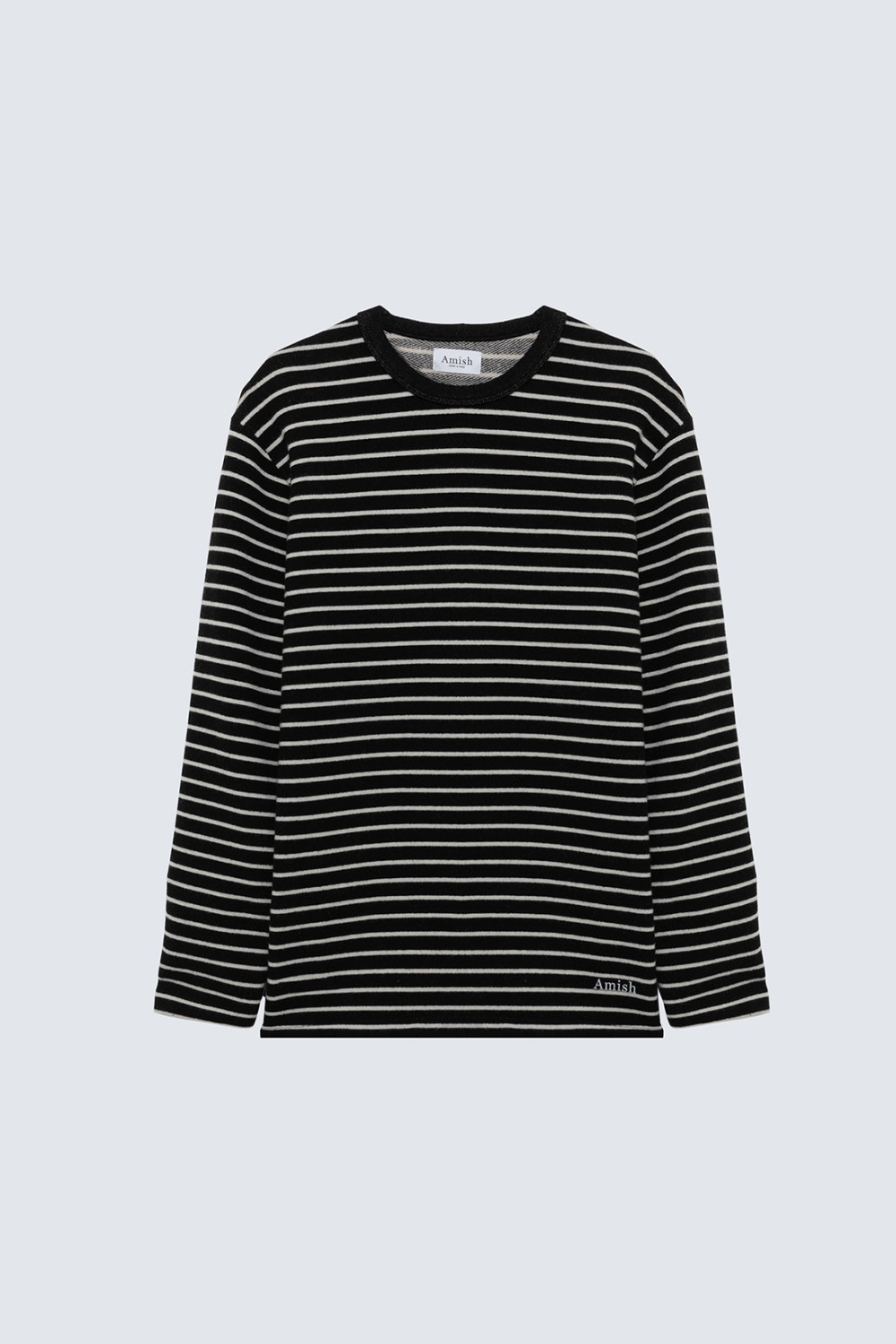 AMISH: PULLOVER A RIGHE CON MICRO LOGO