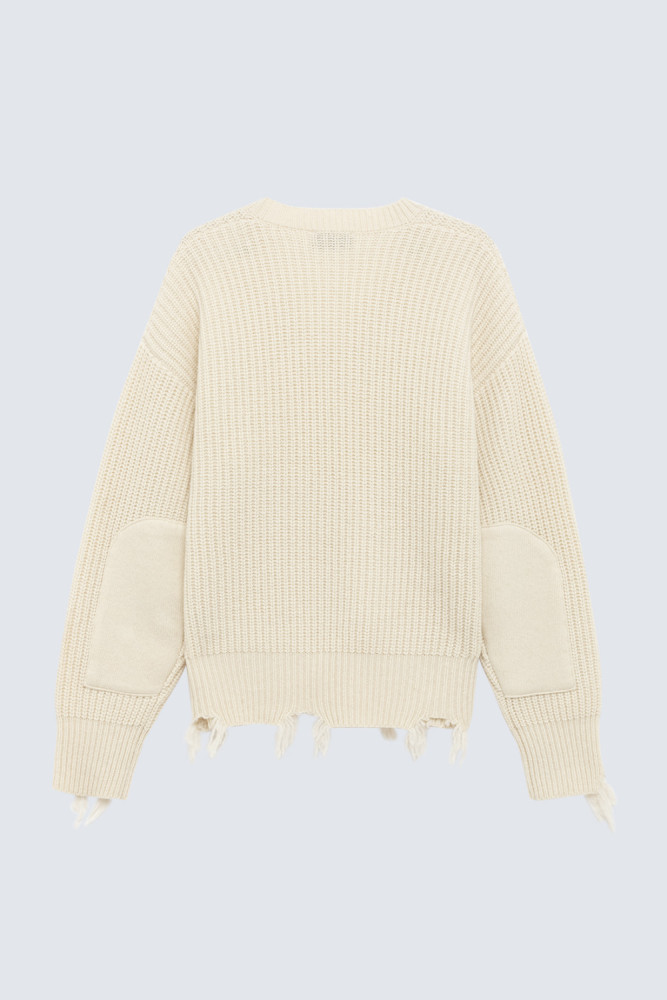 PULLOVER DISTRESSED CON SCOLLO A V