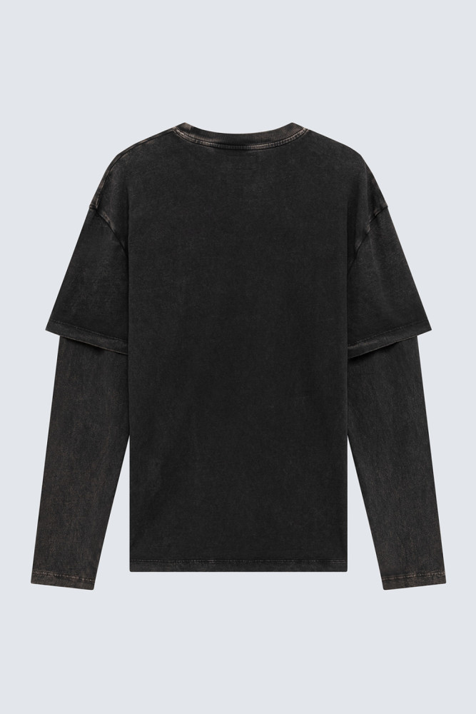 DOUBLE SLEEVE T-SHIRT WITH METALLIC PRINT