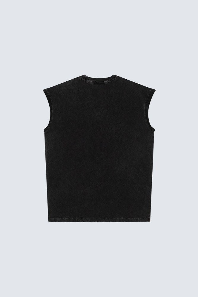 SLEEVELESS T-SHIRT WITH SHORT HAIR PRINT