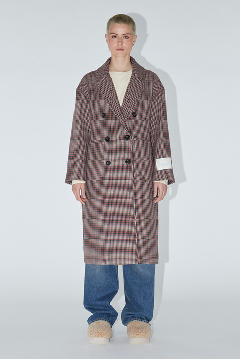 AMISH: ATHER COAT IN HOUNDSTOOTH PRINT WOOL BLEND