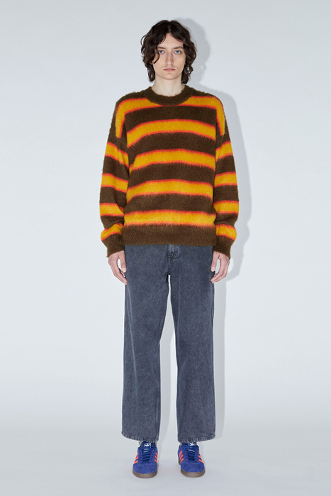 AMISH STRIPED SWEATER IN BRUSHED MOHAIR