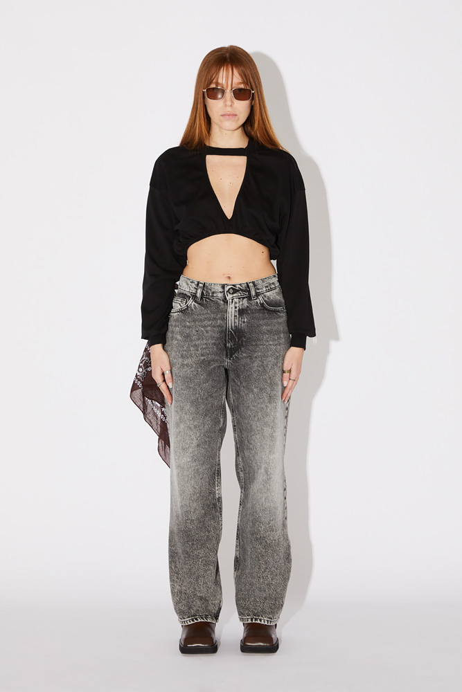 AMISH: TOP CROPPED IN JERSEY CON CUT-OUT