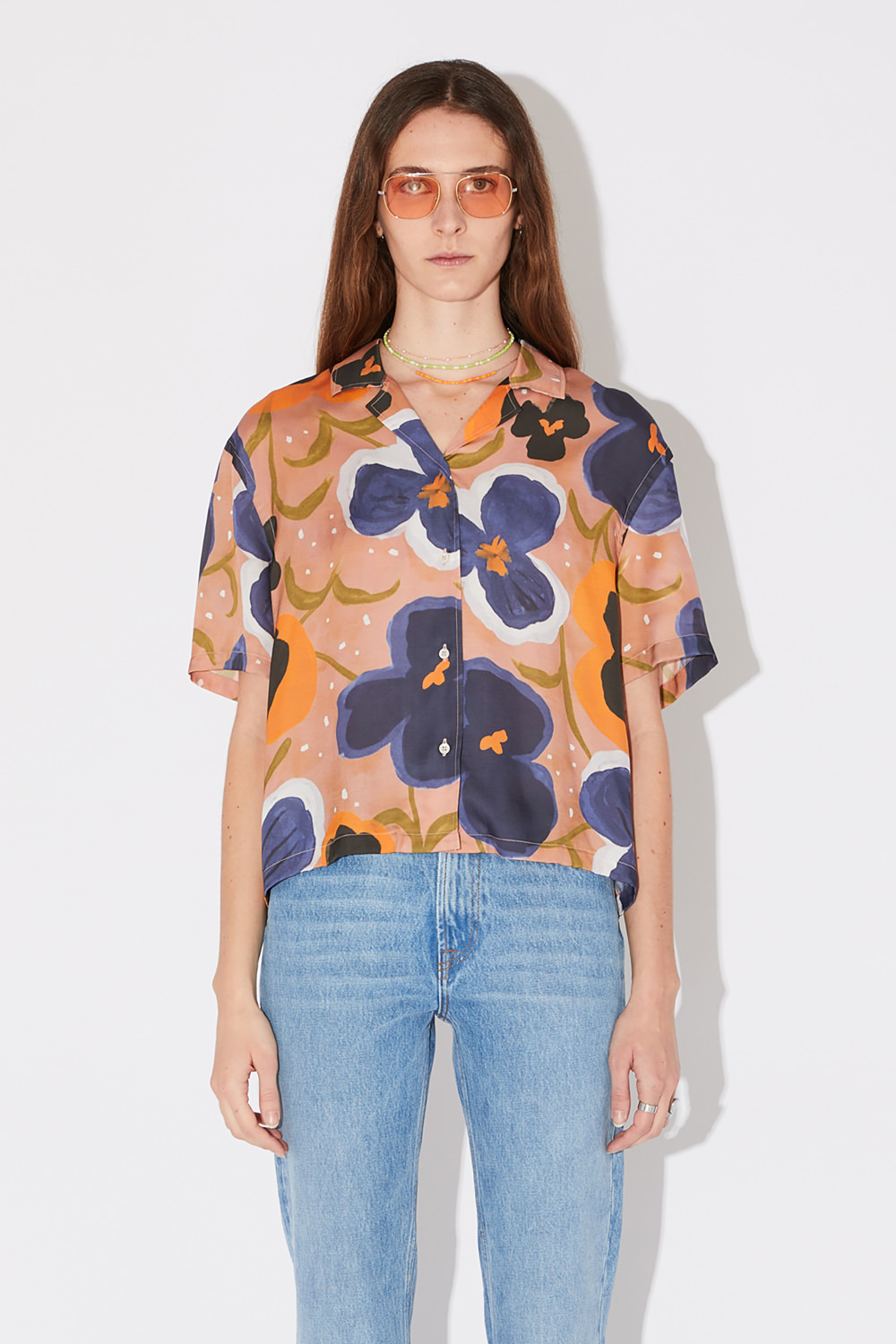 AMISH: CAMICIA BOWLING PAINTED FLOWER