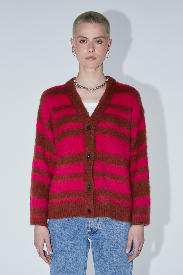 AMISH: CARDIGAN STRIPE IN MOHAIR BRUSHED