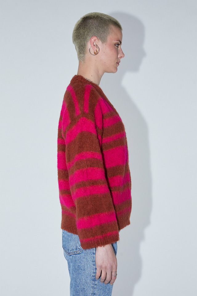 AMISH: CARDIGAN STRIPE IN MOHAIR BRUSHED