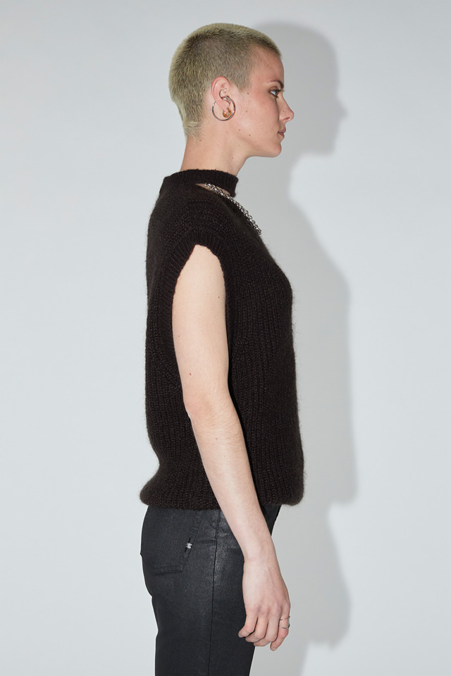 AMISH: GILET IN MOHAIR CON CUT-OUT