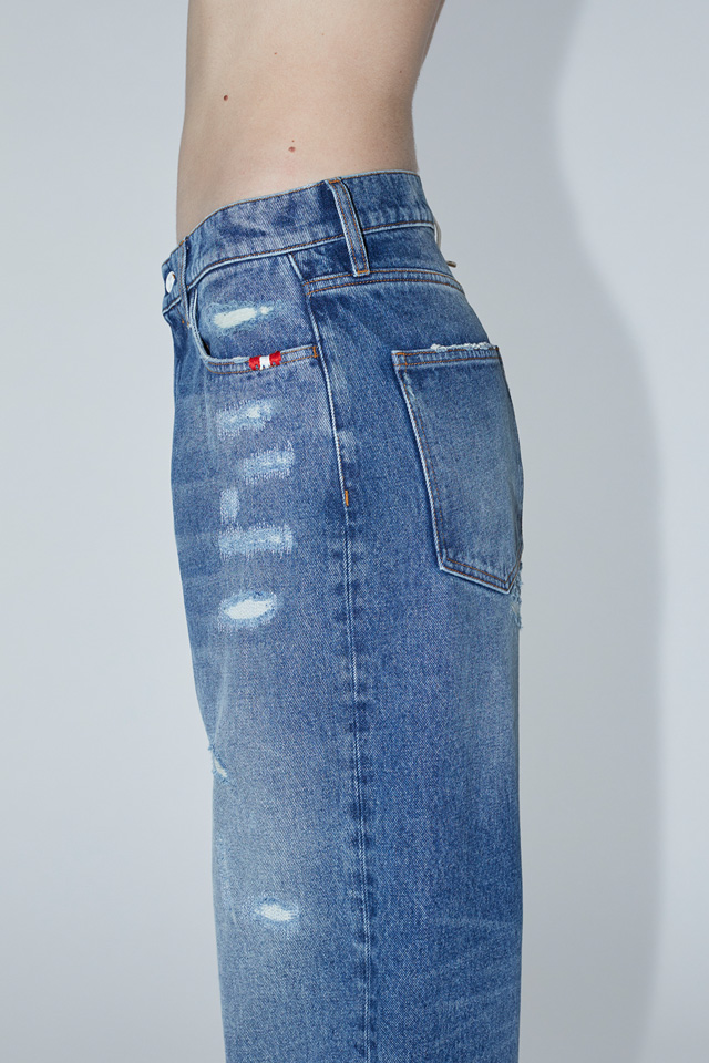 AMISH: DENIM BAGGY RIPPED JEANS