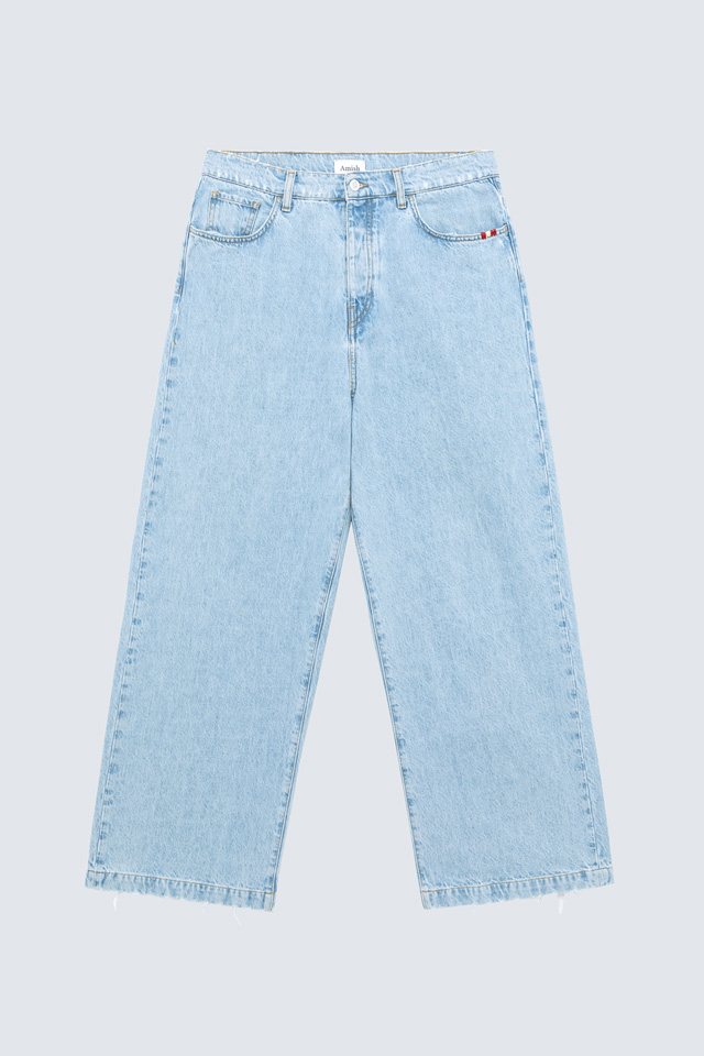 AMISH: WIDE RECYCLED SAND STONE JEANS