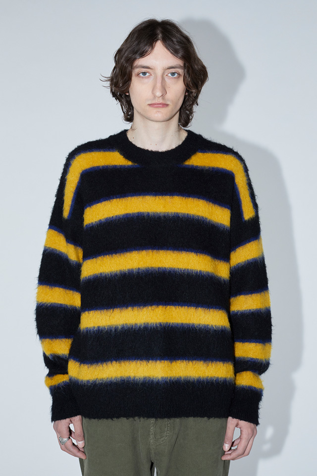 AMISH: STRIPED SWEATER IN BRUSHED MOHAIR