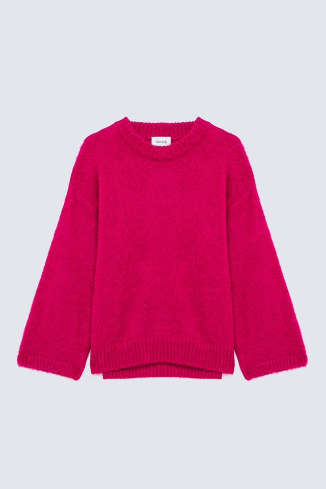 AMISH: CREW NECK SWEATER IN BRUSHED MOHAIR