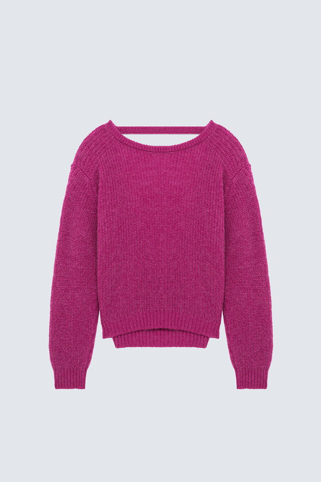 AMISH: CREW NECK SWEATER IN MOHAIR WITH CUT-OUT